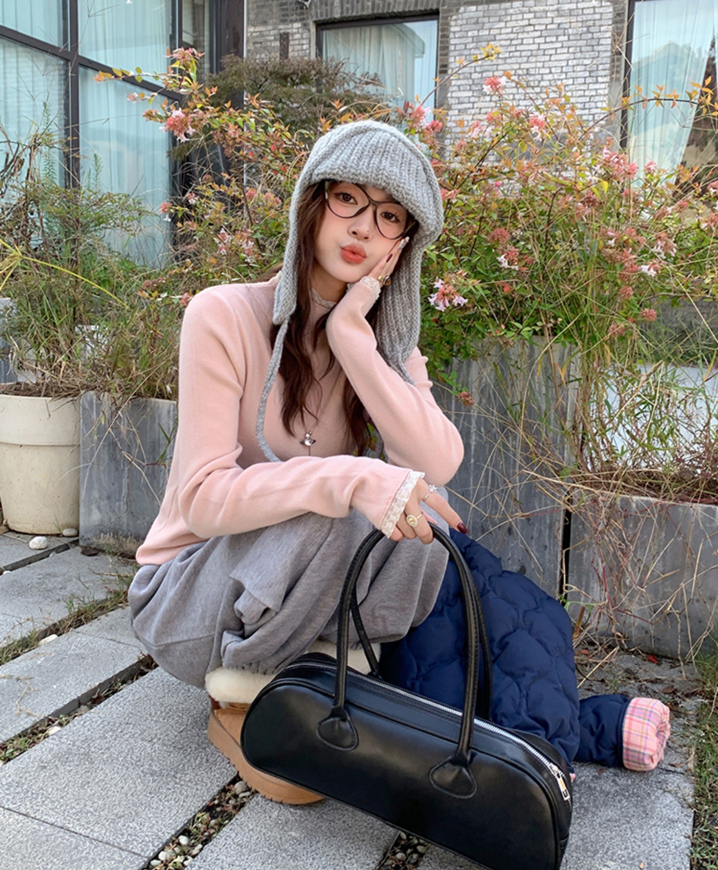 リブレースハーフネックスリムニット | 詳細画像23