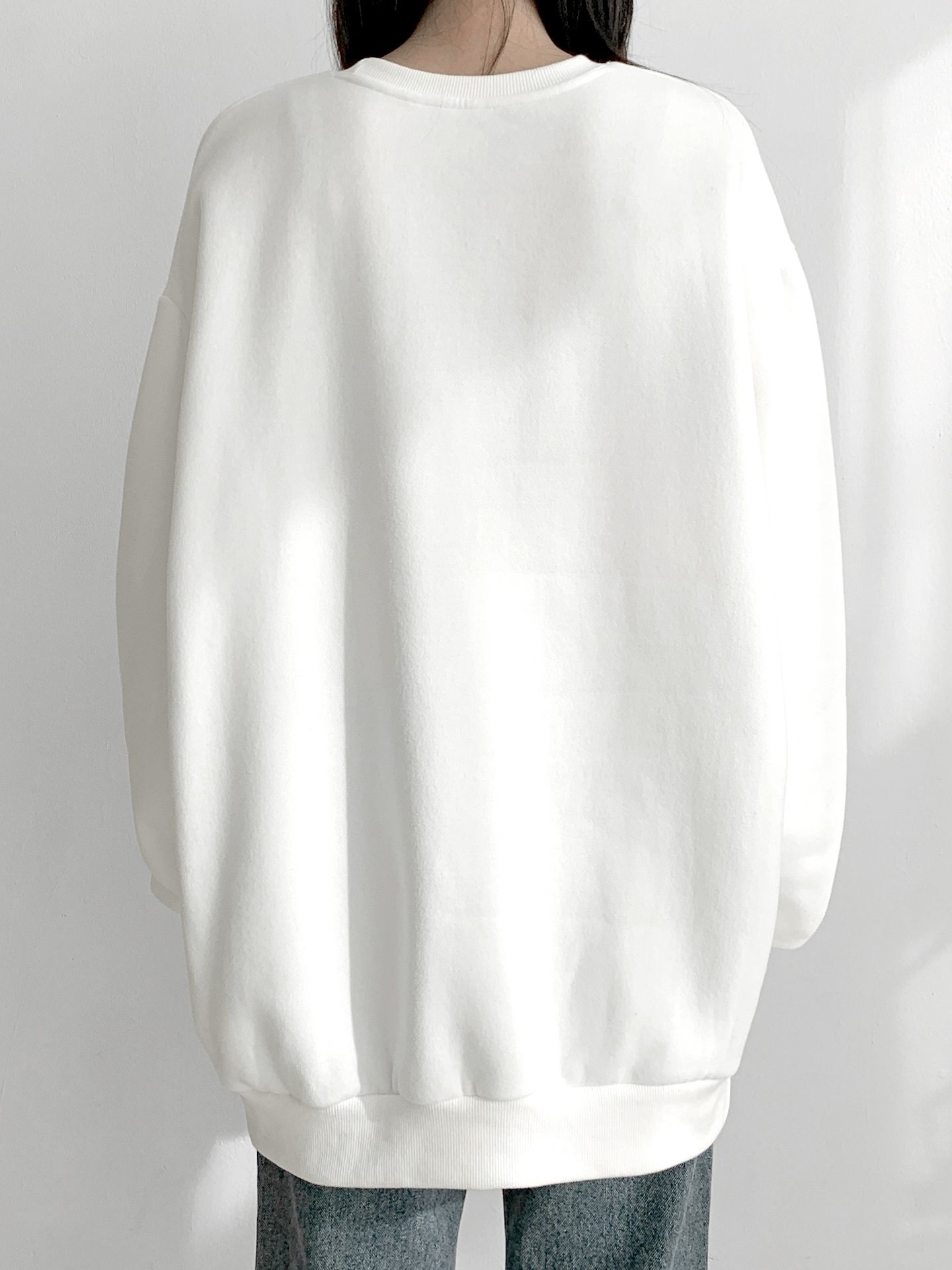 裏起毛ラウンドネックベーシックオーバーサイズ無地スウェット | 詳細画像2