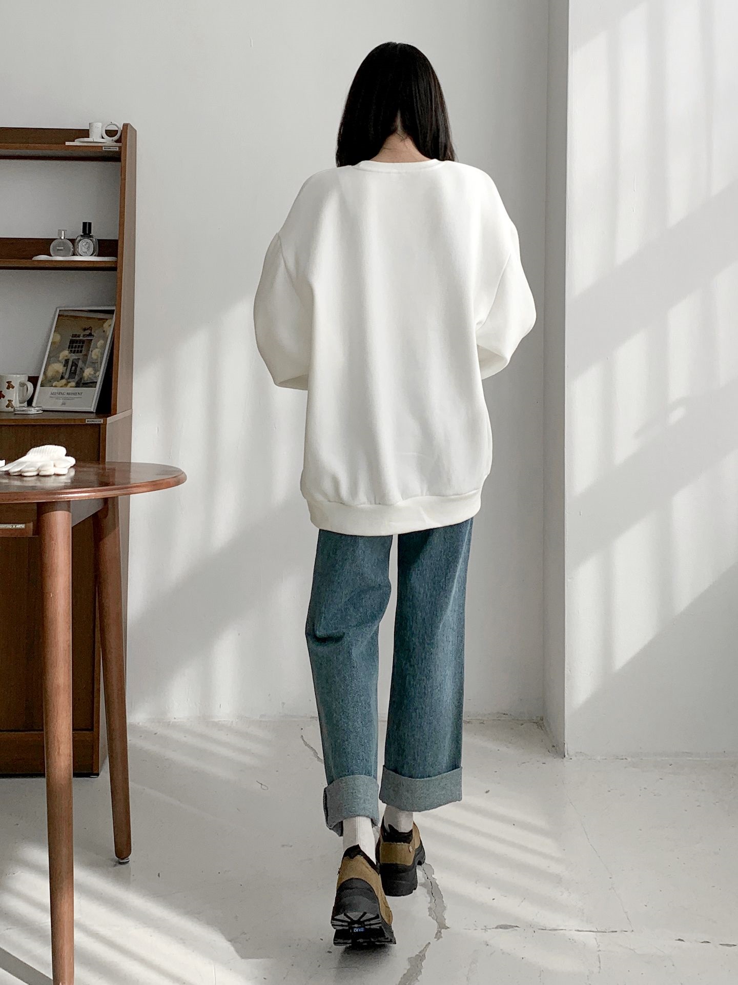裏起毛ラウンドネックベーシックオーバーサイズ無地スウェット | 詳細画像10
