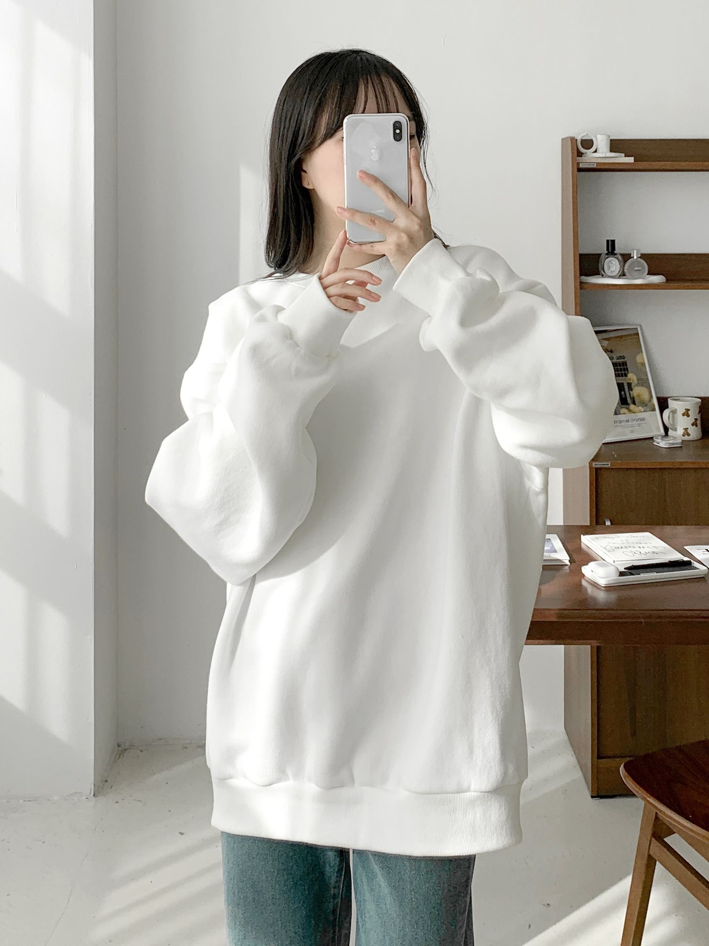 裏起毛ラウンドネックベーシックオーバーサイズ無地スウェット | 詳細画像11