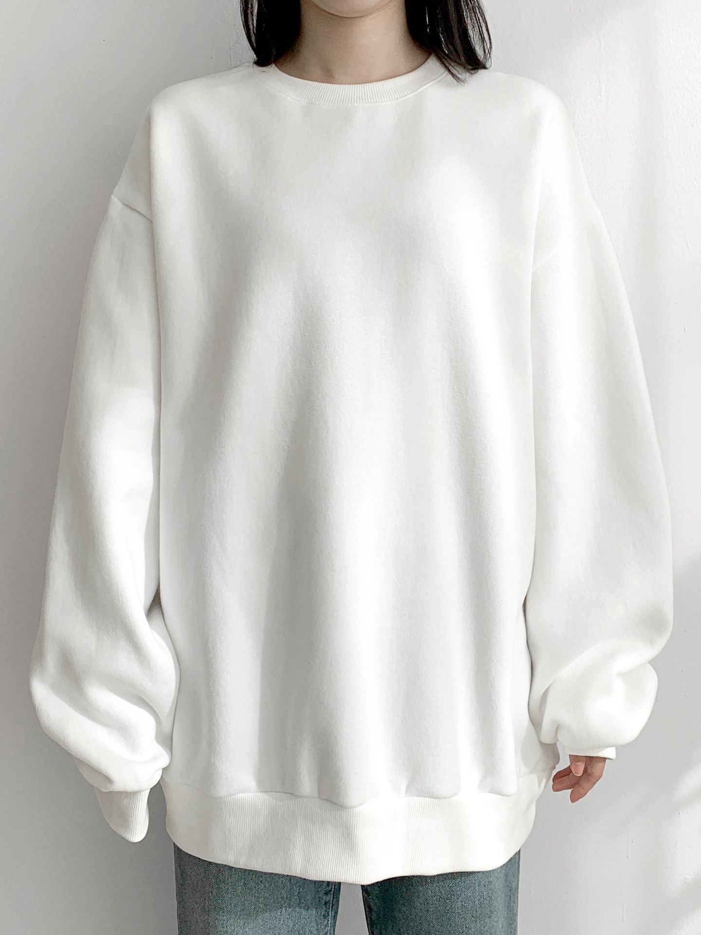 裏起毛ラウンドネックベーシックオーバーサイズ無地スウェット | 詳細画像12