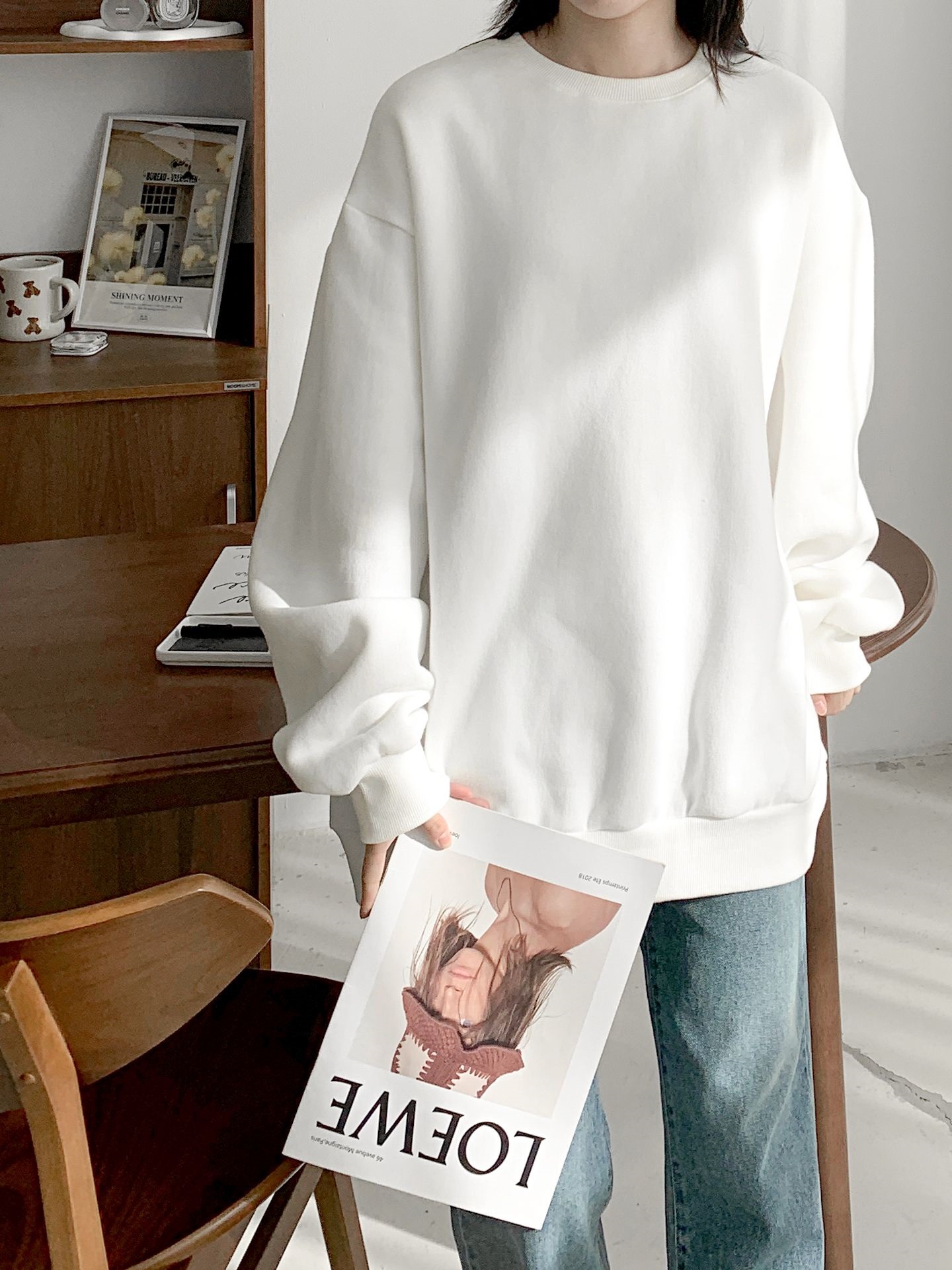 裏起毛ラウンドネックベーシックオーバーサイズ無地スウェット | 詳細画像21