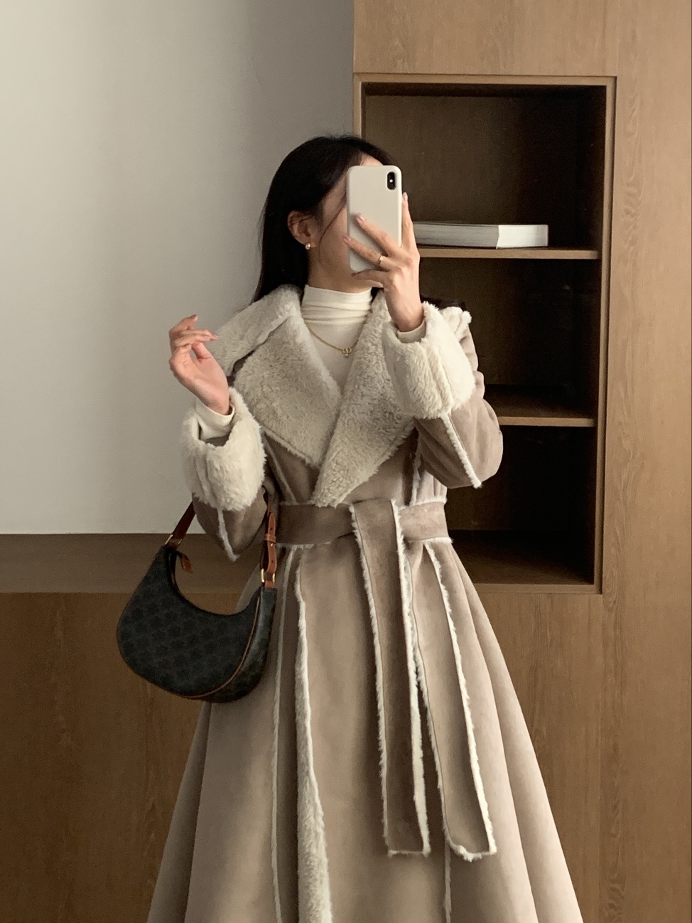 ムートンカラーAラインコートストラップ付 | 詳細画像4