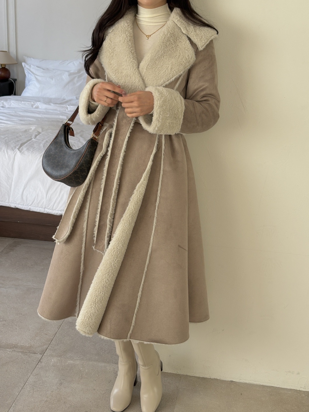 ムートンカラーAラインコートストラップ付 | 詳細画像5