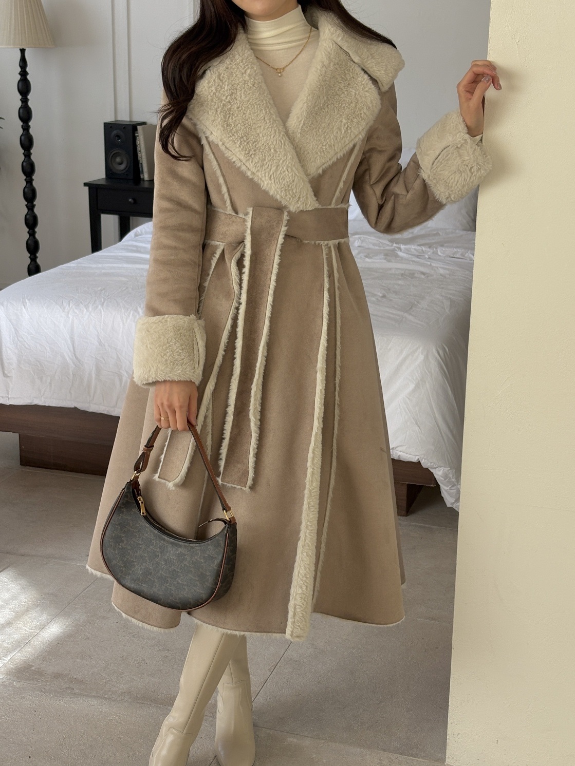 ムートンカラーAラインコートストラップ付 | 詳細画像7