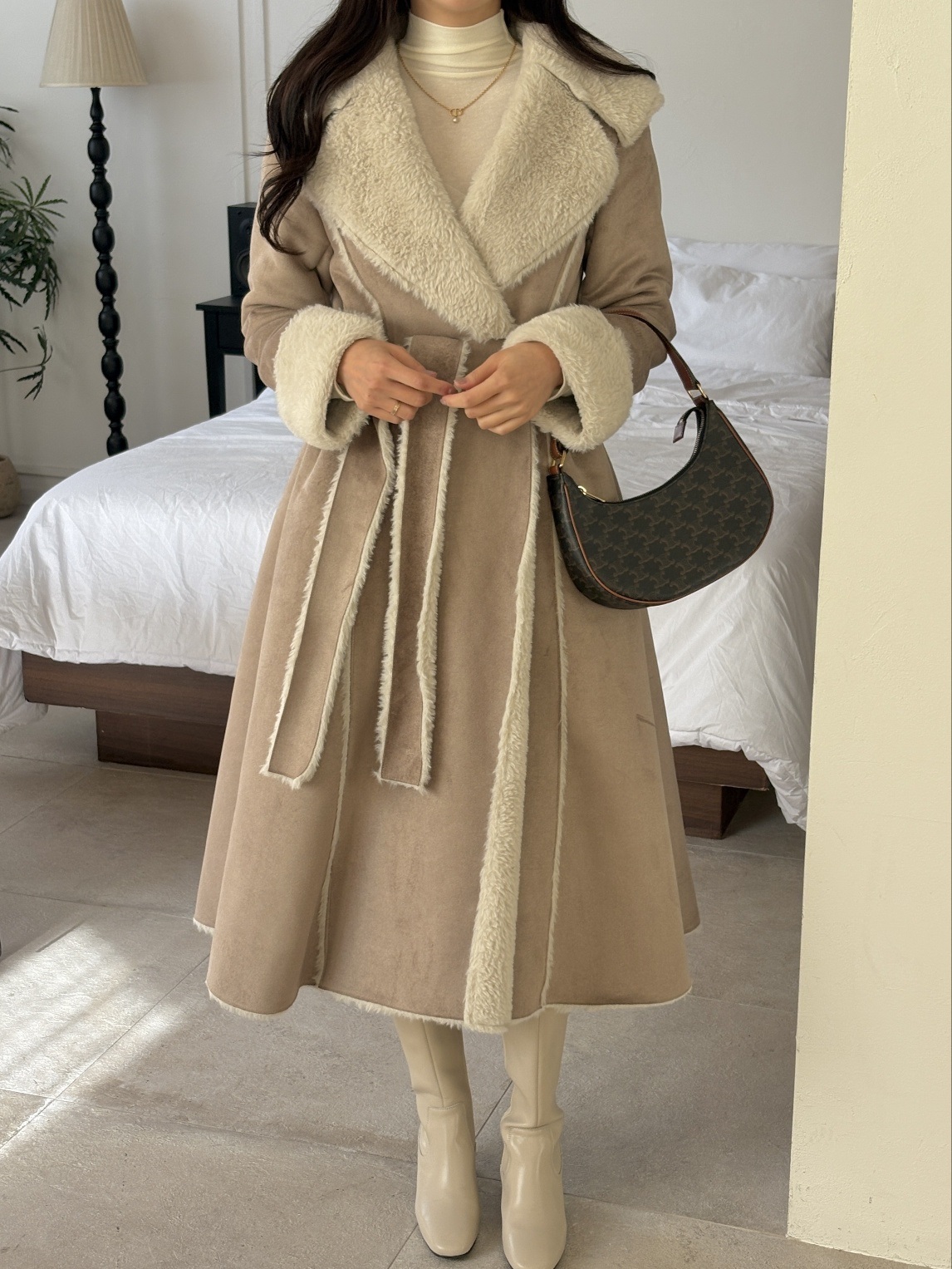 ムートンカラーAラインコートストラップ付 | 詳細画像8