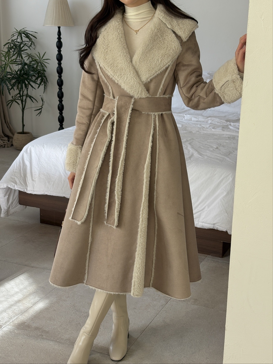 ムートンカラーAラインコートストラップ付 | 詳細画像10