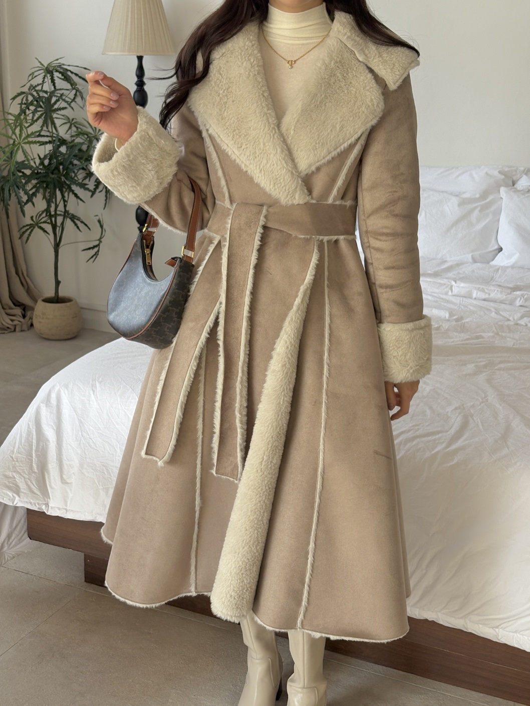ムートンカラーAラインコートストラップ付 | 詳細画像13