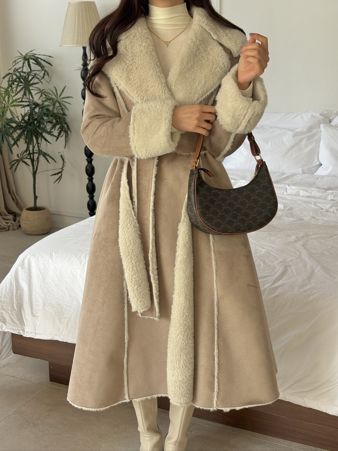 ムートンカラーAラインコートストラップ付 | 詳細画像14