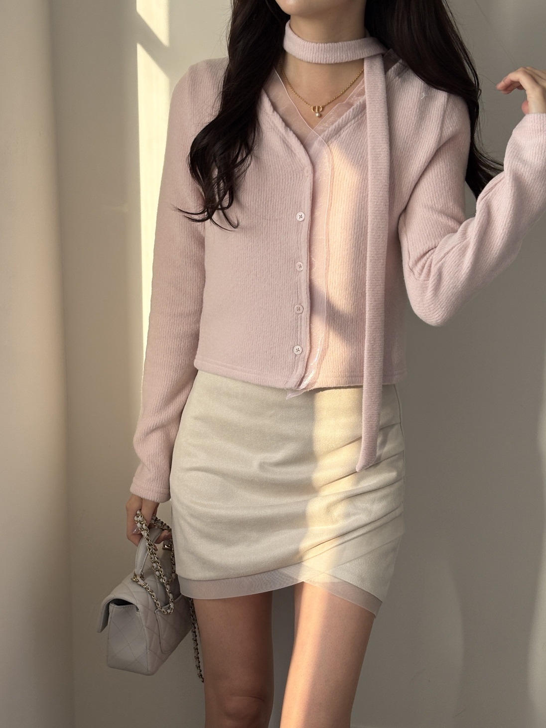 Vネックシャーリングアンバランスアンサンブルストラップ付 | 詳細画像2