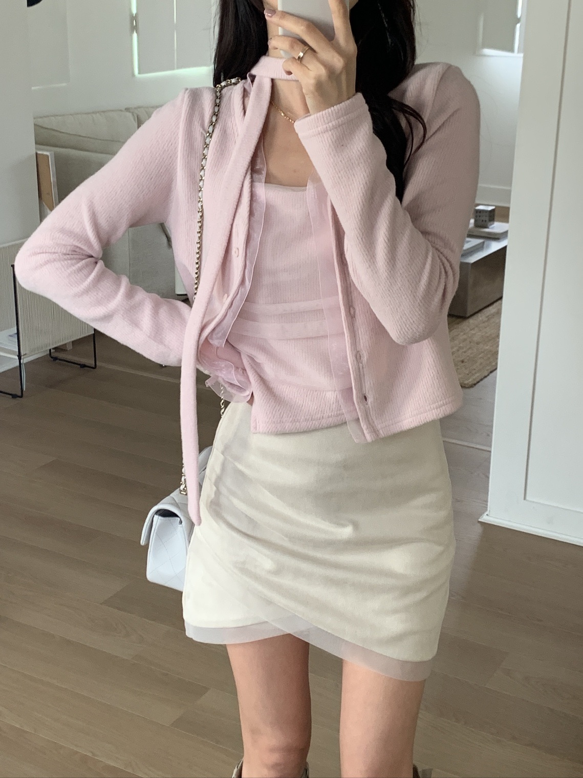 Vネックシャーリングアンバランスアンサンブルストラップ付 | 詳細画像19