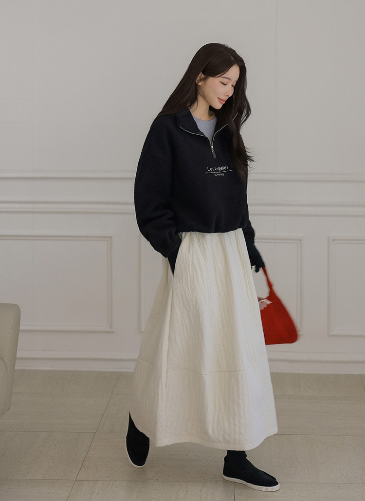 キルティング中綿ウエストゴムロングスカート | レディース