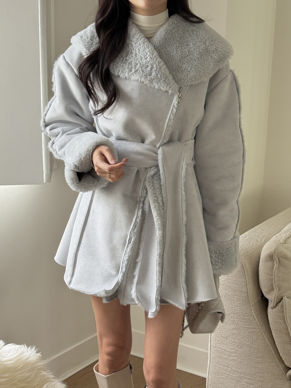 ムートンジップアップハーフコートストラップ付 | 詳細画像10