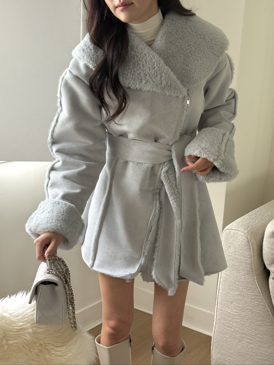 ムートンジップアップハーフコートストラップ付 | 詳細画像11