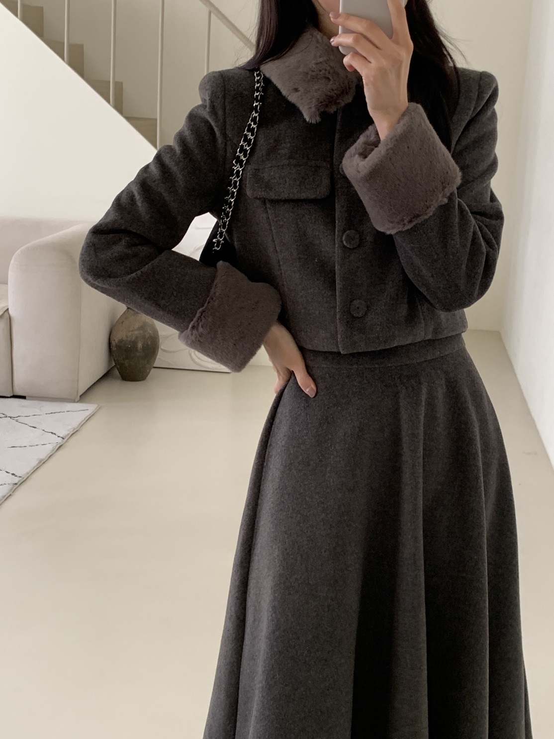 エコファーカラー肩パッドジャケット | 詳細画像16