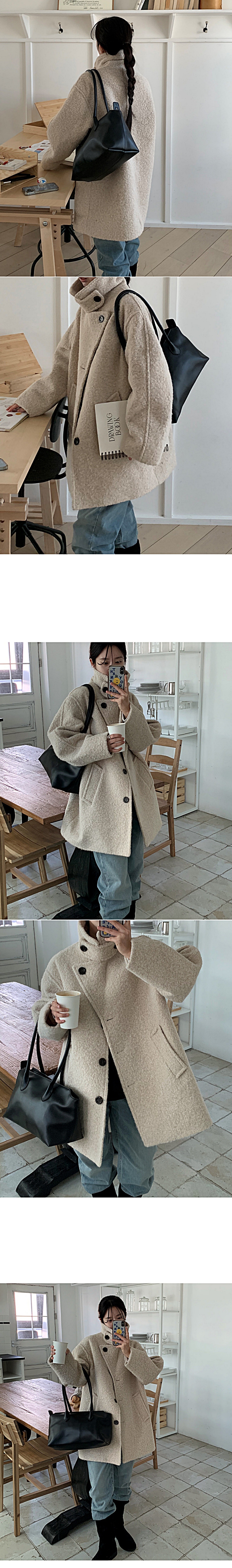 ウール混ハートネックハーフボタンコート | 詳細画像4