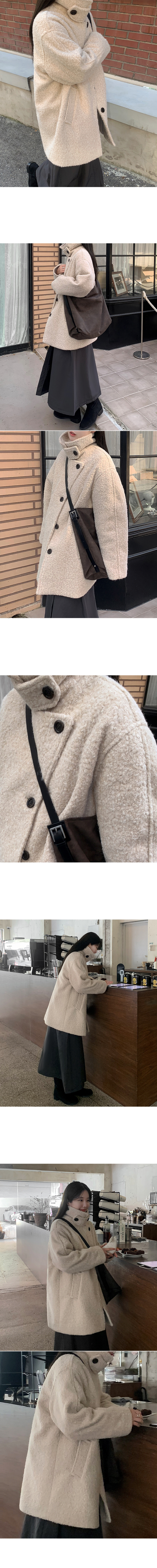 ウール混ハートネックハーフボタンコート | 詳細画像6