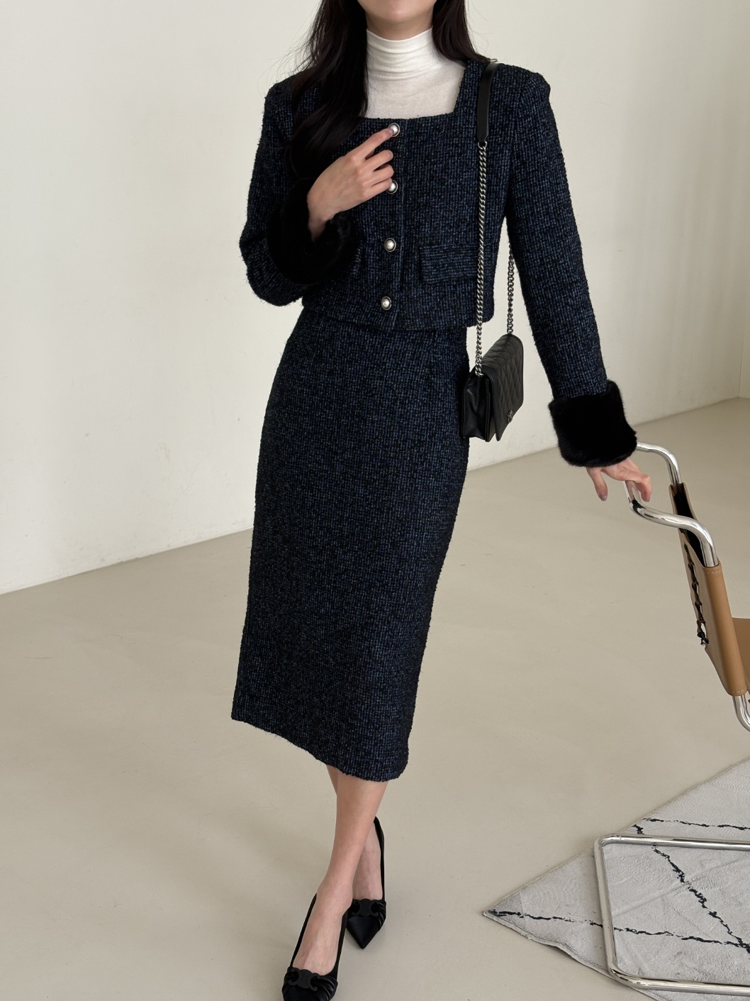 ツイードウール混Hライン(ロング丈)スカート | 詳細画像3