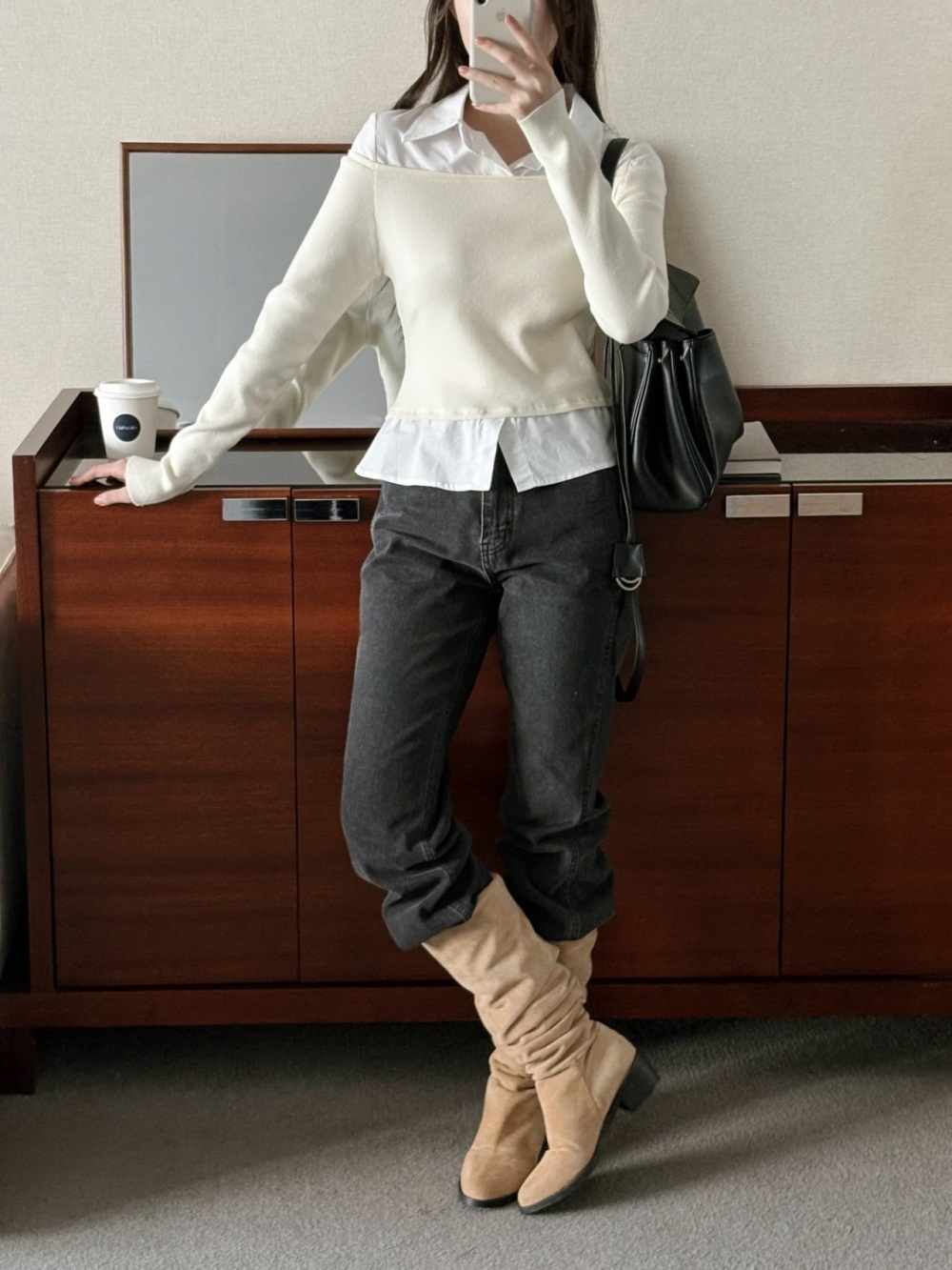 コンビカラーオフショルダーレイヤード風ブラウスニット | 詳細画像8