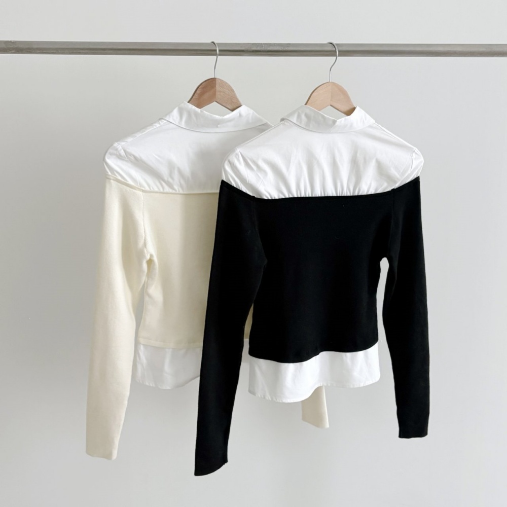 コンビカラーオフショルダーレイヤード風ブラウスニット | 詳細画像20