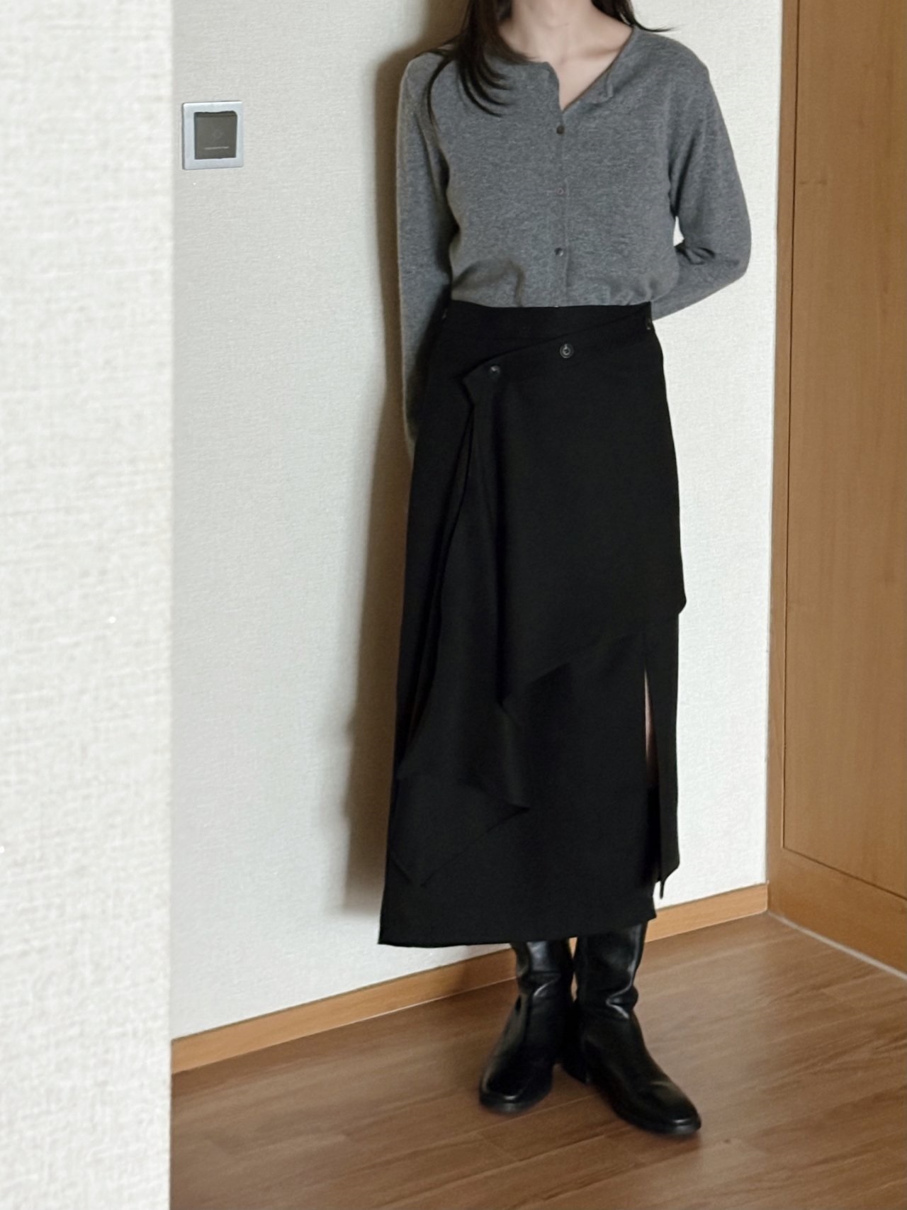 スリットバックゴムラップ調ロングサイドジップスカート | 詳細画像3