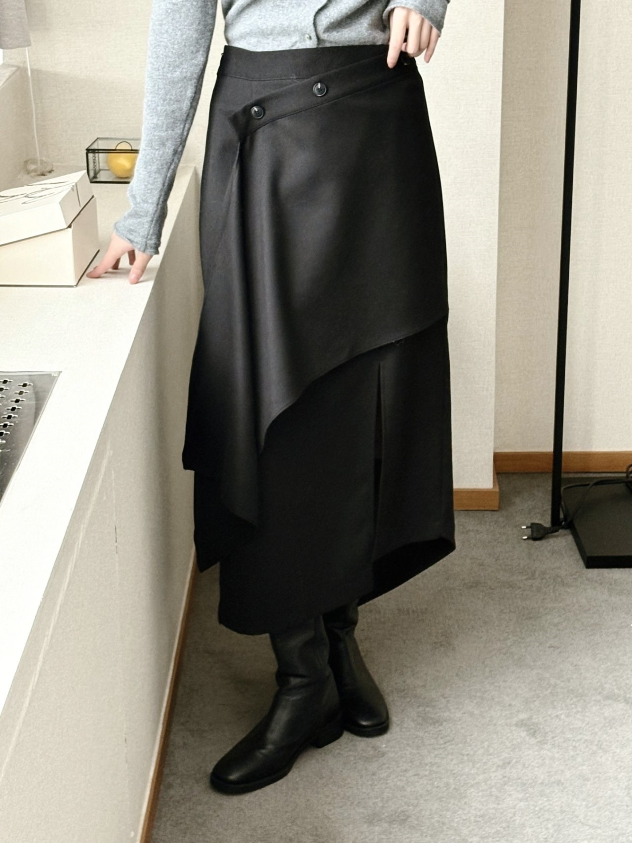 スリットバックゴムラップ調ロングサイドジップスカート | 詳細画像4