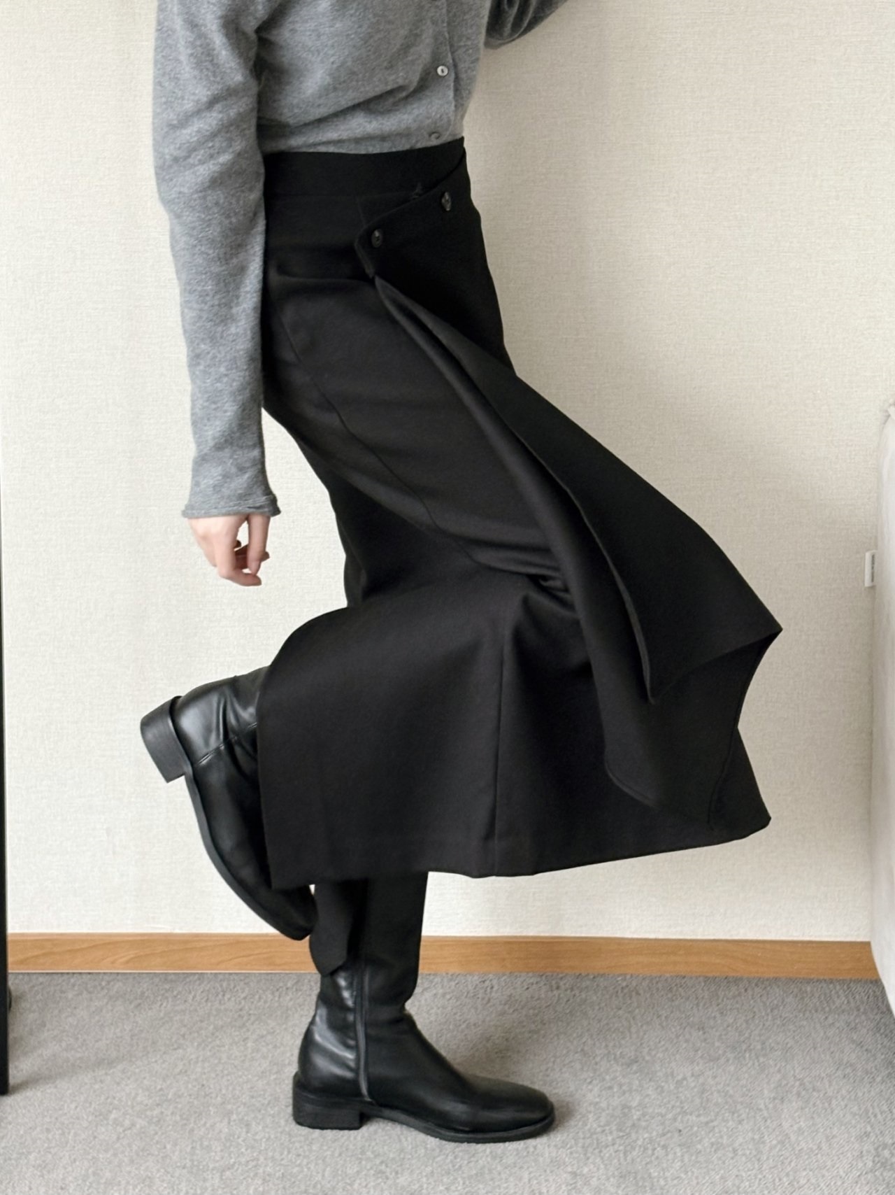 スリットバックゴムラップ調ロングサイドジップスカート | 詳細画像7