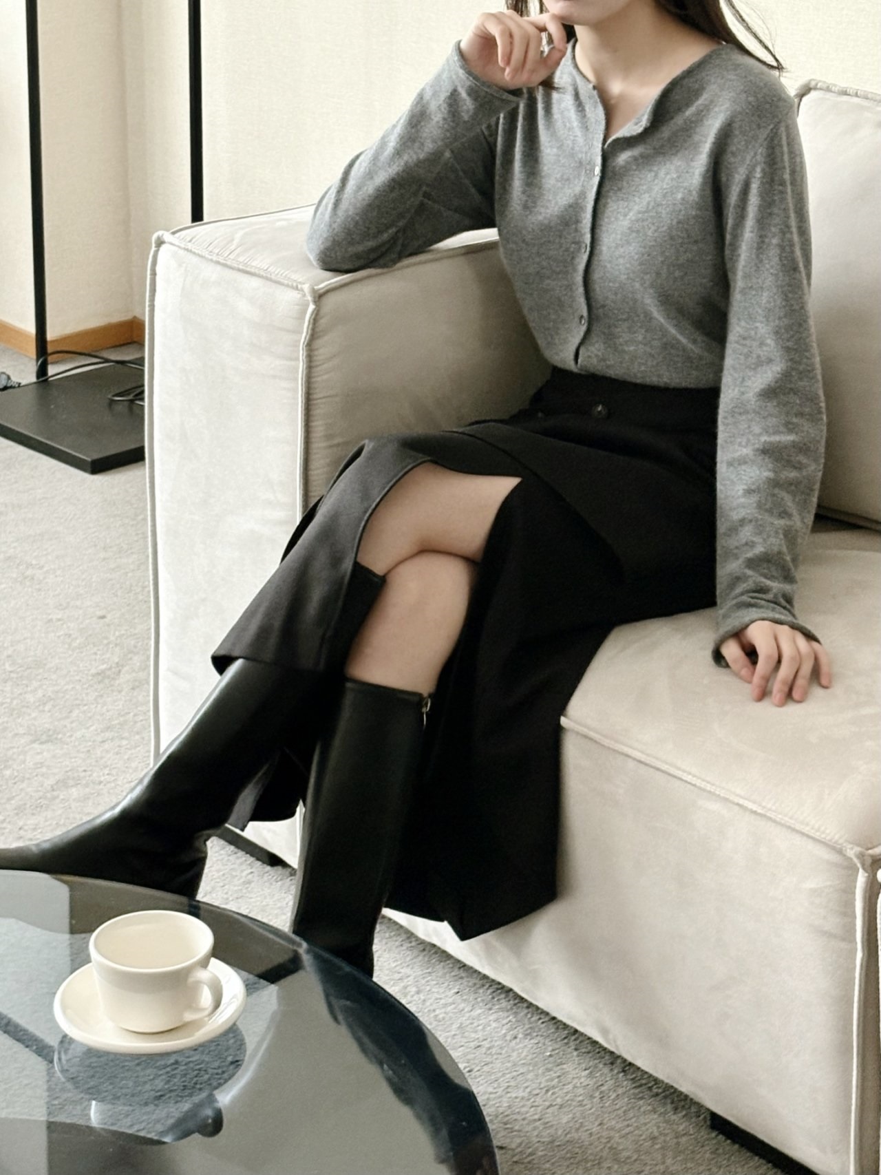 スリットバックゴムラップ調ロングサイドジップスカート | 詳細画像8