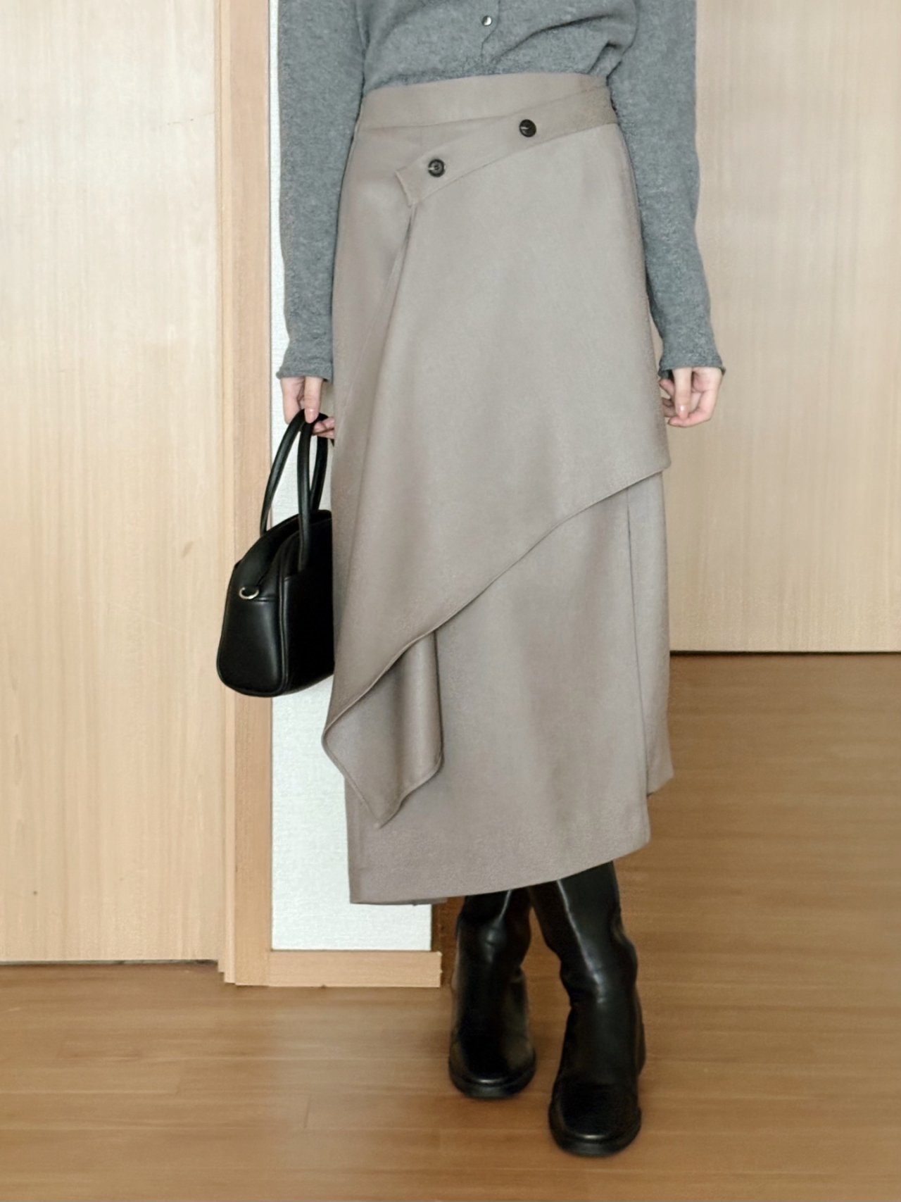 スリットバックゴムラップ調ロングサイドジップスカート | 詳細画像9