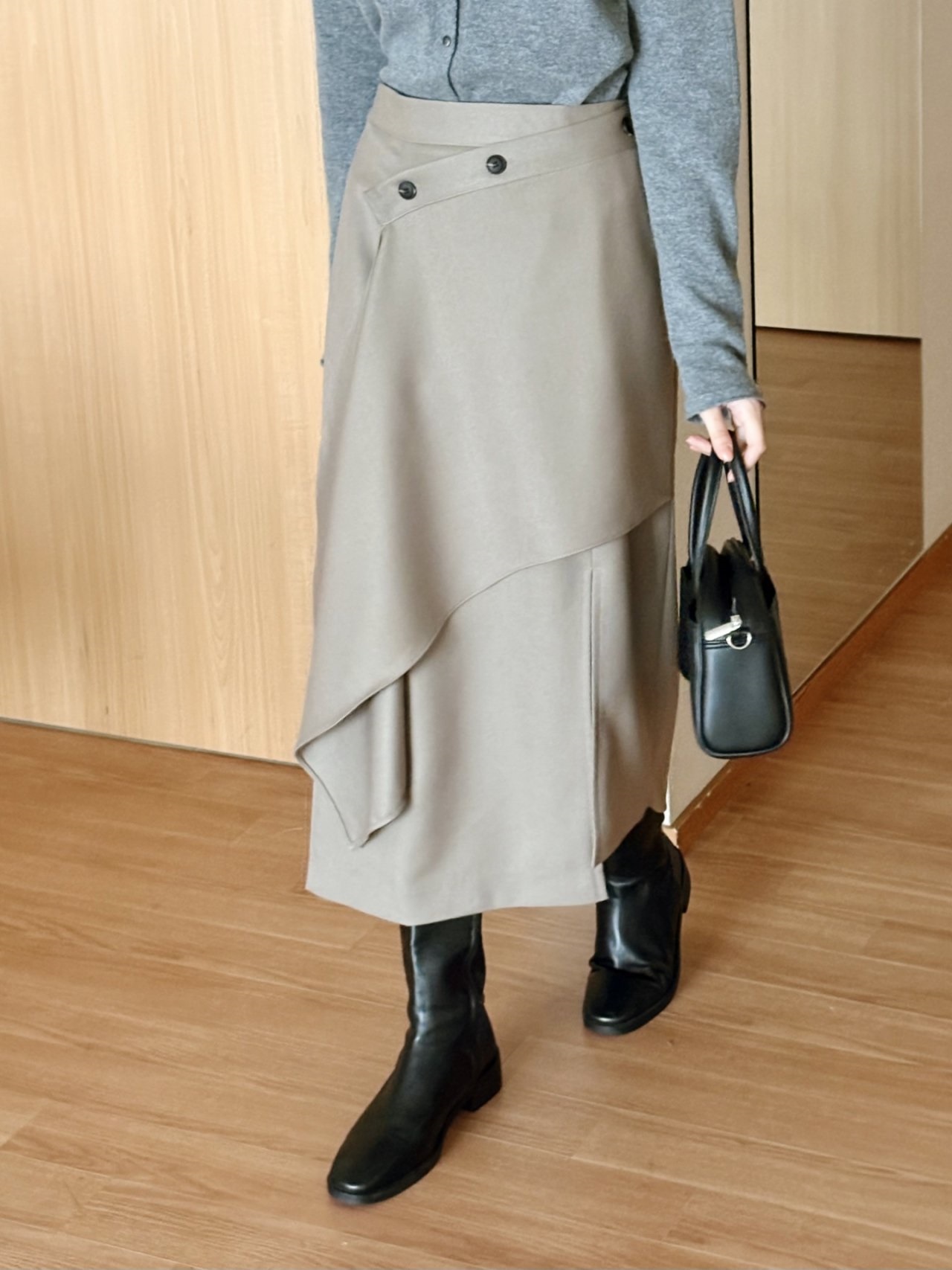 スリットバックゴムラップ調ロングサイドジップスカート | 詳細画像10