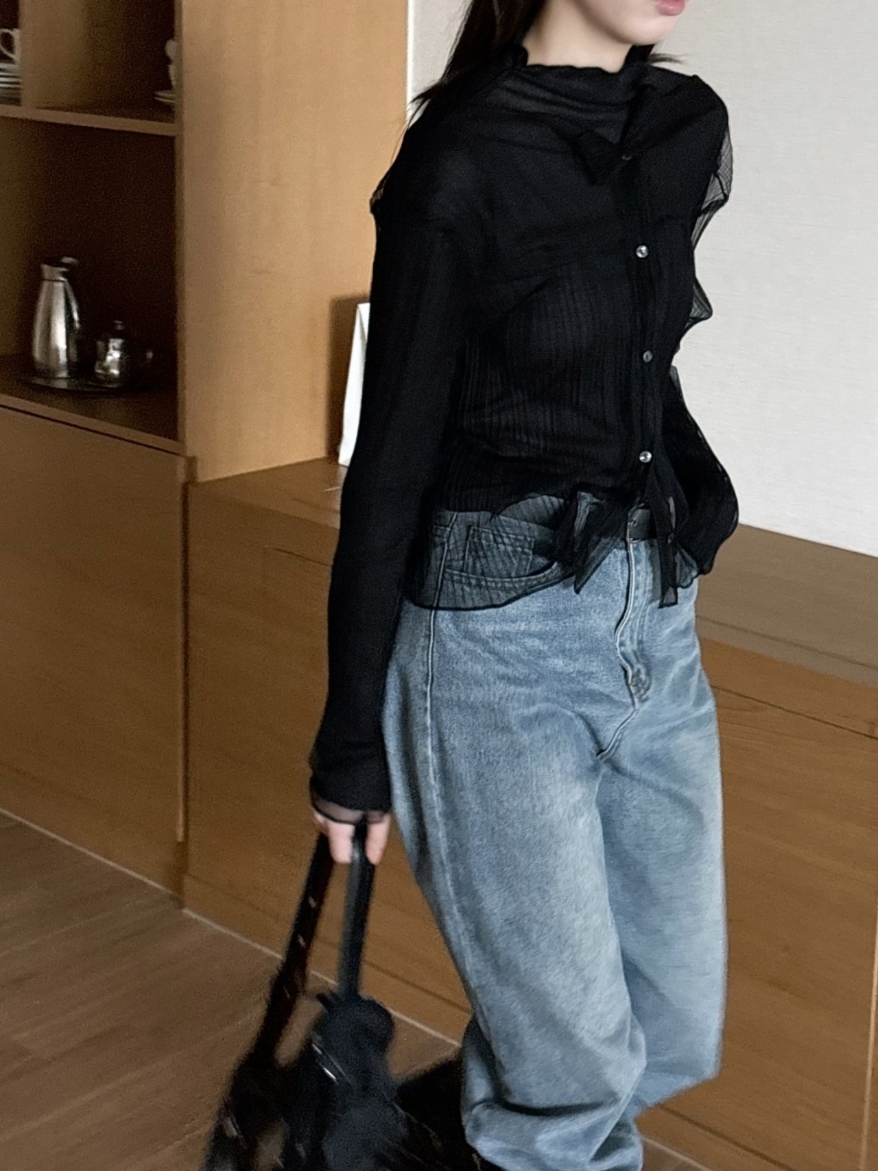 シースルーハーフネックプリーツアンサンブル | 詳細画像9