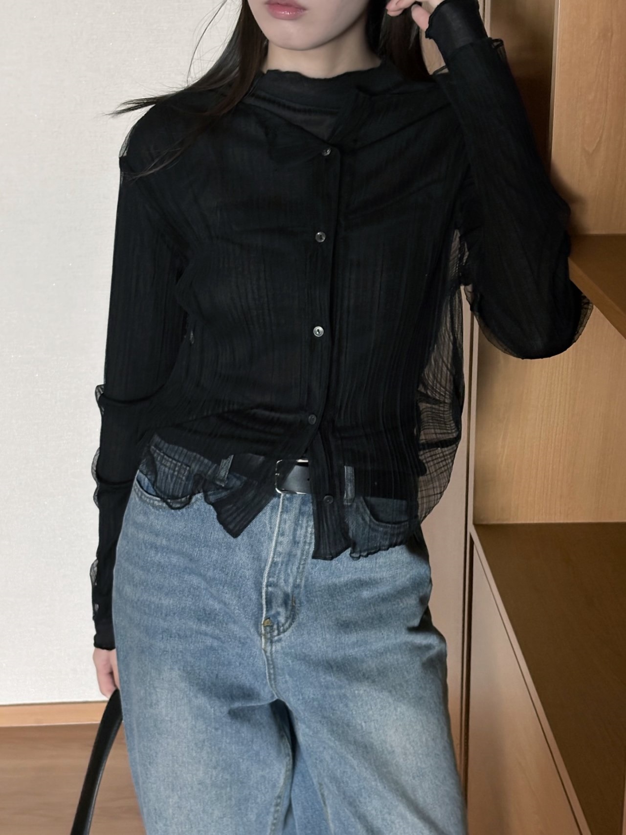 シースルーハーフネックプリーツアンサンブル | 詳細画像10