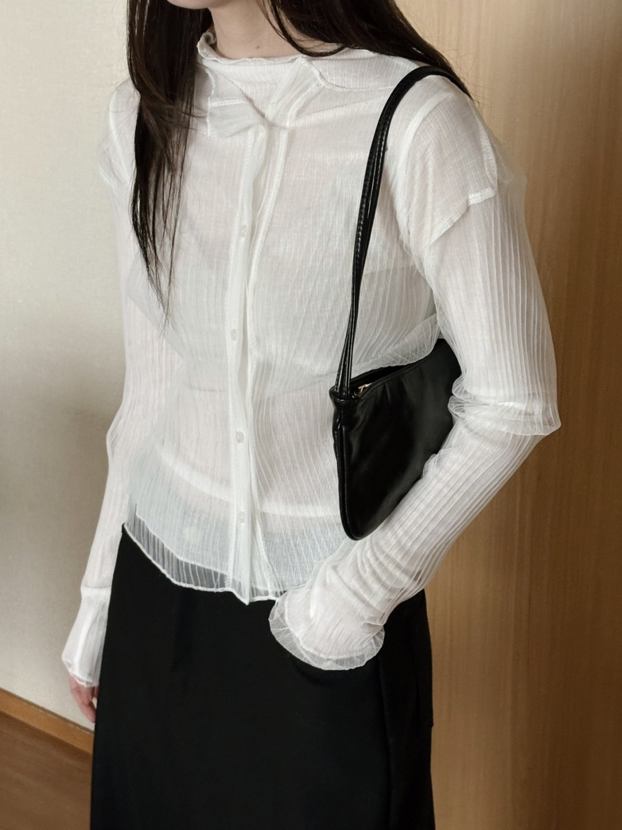 シースルーハーフネックプリーツアンサンブル | 詳細画像11