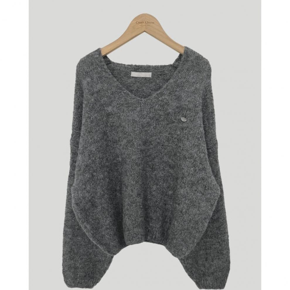 ウール混Vネックベーシックルーズペンダントニット | 詳細画像14