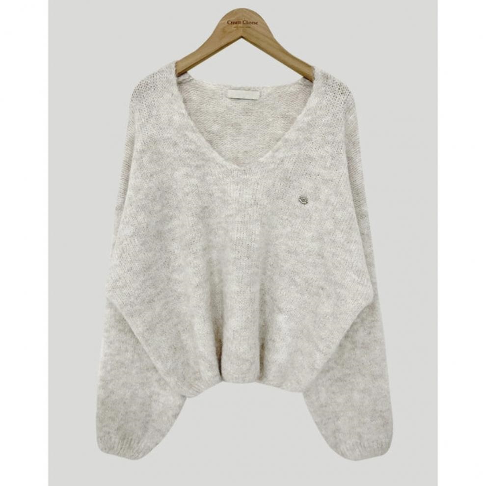 ウール混Vネックベーシックルーズペンダントニット | 詳細画像15