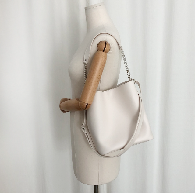 レザー調チェーンショルダーバッグトートバッグ2WAYストラップセット(バックルあり) | 詳細画像5