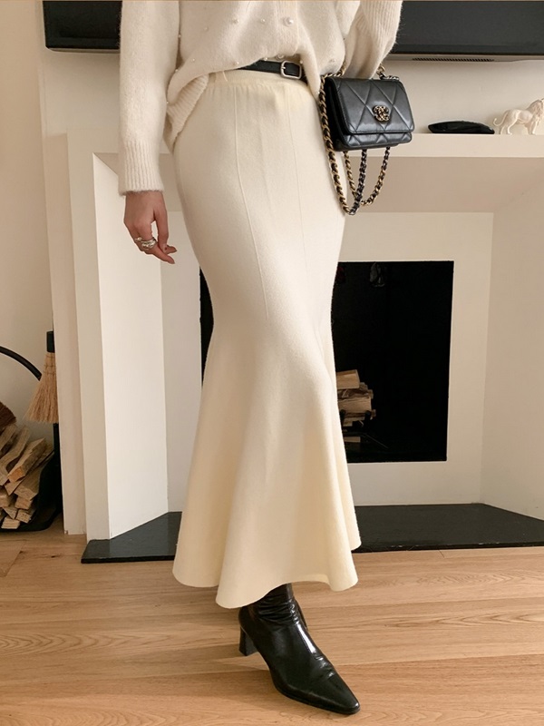 ニットレザー調シャーリングスリムロングマーメイドスカートベルト付 | 詳細画像8