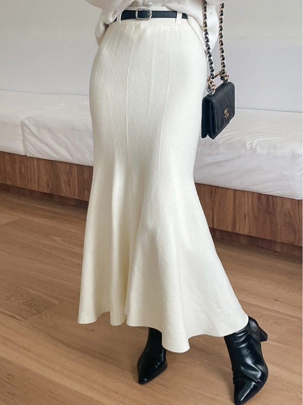 ニットレザー調シャーリングスリムロングマーメイドスカートベルト付 | 詳細画像6