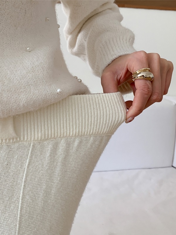 ニットレザー調シャーリングスリムロングマーメイドスカートベルト付 | 詳細画像5