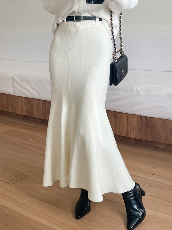 ニットレザー調シャーリングスリムロングマーメイドスカートベルト付 | 詳細画像11