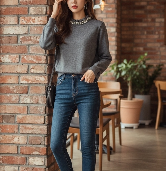 ソフトキュービックラウンドネックベーシック長袖ニット | 詳細画像7