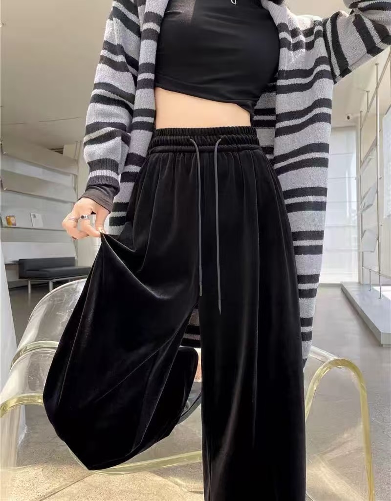 ファー裏地ソフトベロアウエストゴムワイドパンツトレーニング | 詳細画像8