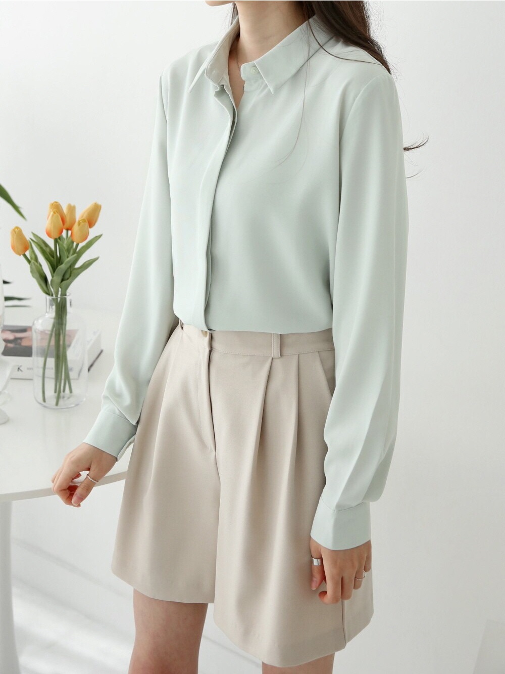 ボタンカラーベーシック長袖ブラウス | 詳細画像12