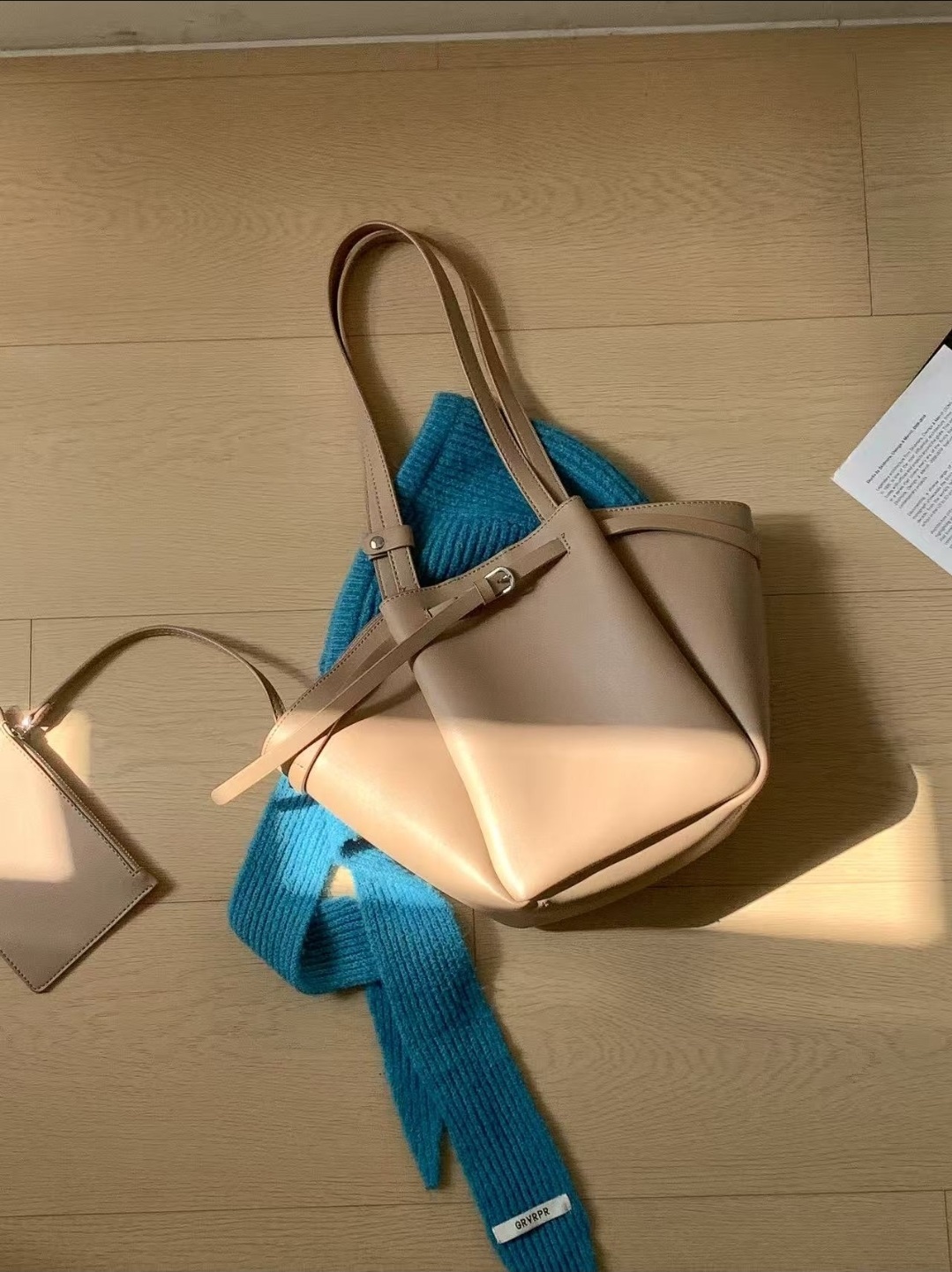 レザー調トートバッグショルダーバッグポーチ付 | 詳細画像5