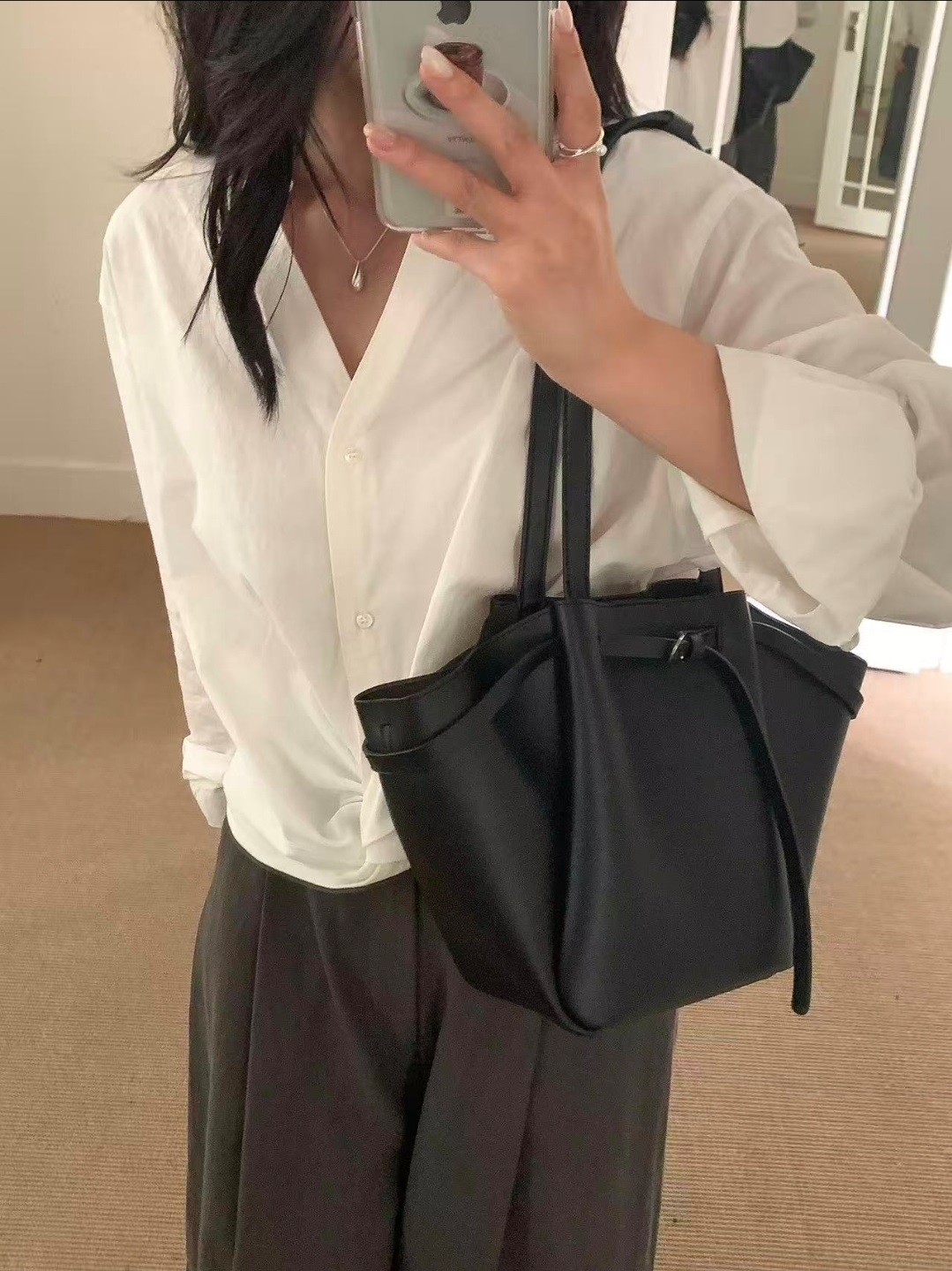 レザー調トートバッグショルダーバッグポーチ付 | 詳細画像8