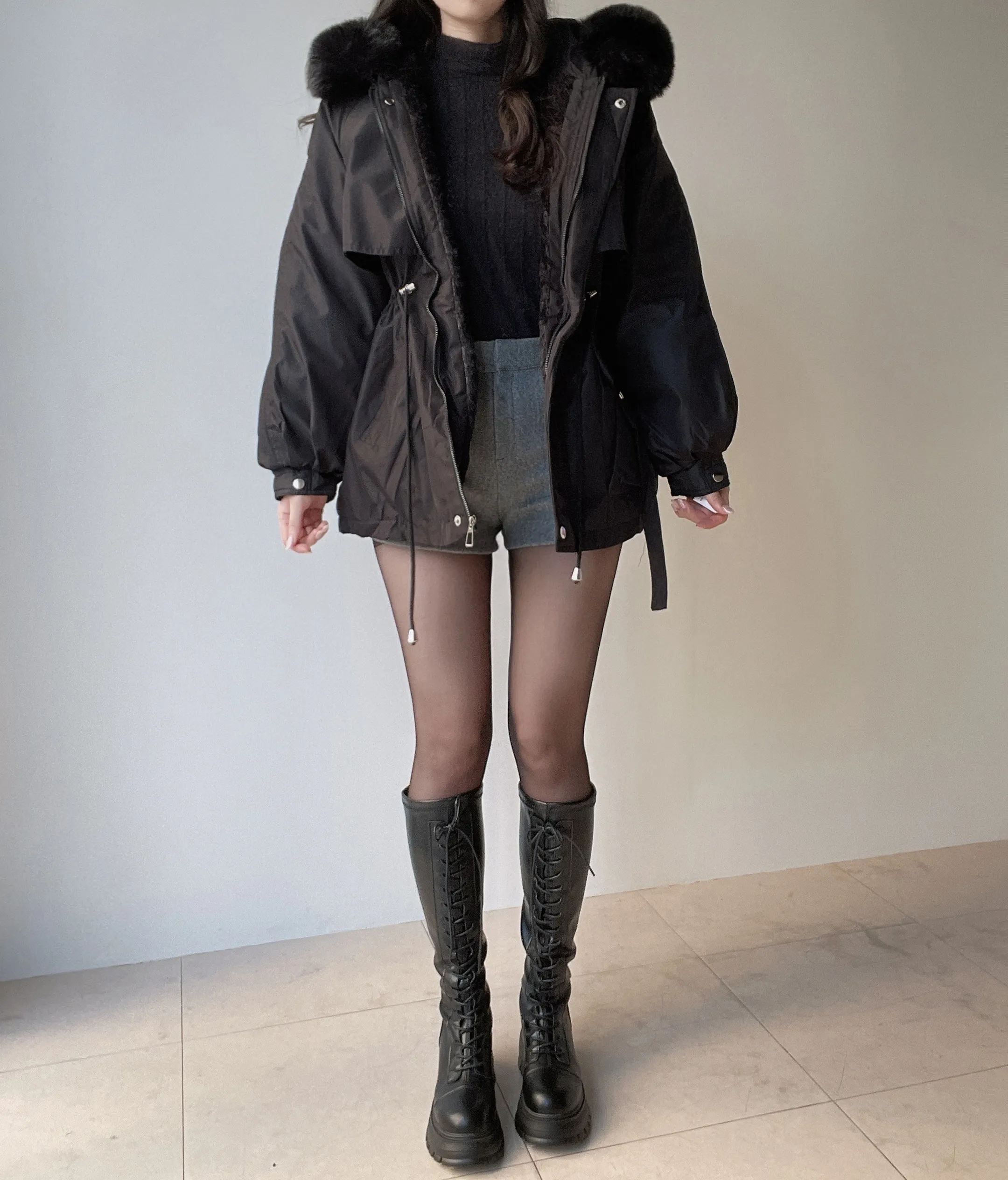 メルトンタッチハイウエストショートポケットパンツ | mirangmirang | 詳細画像13