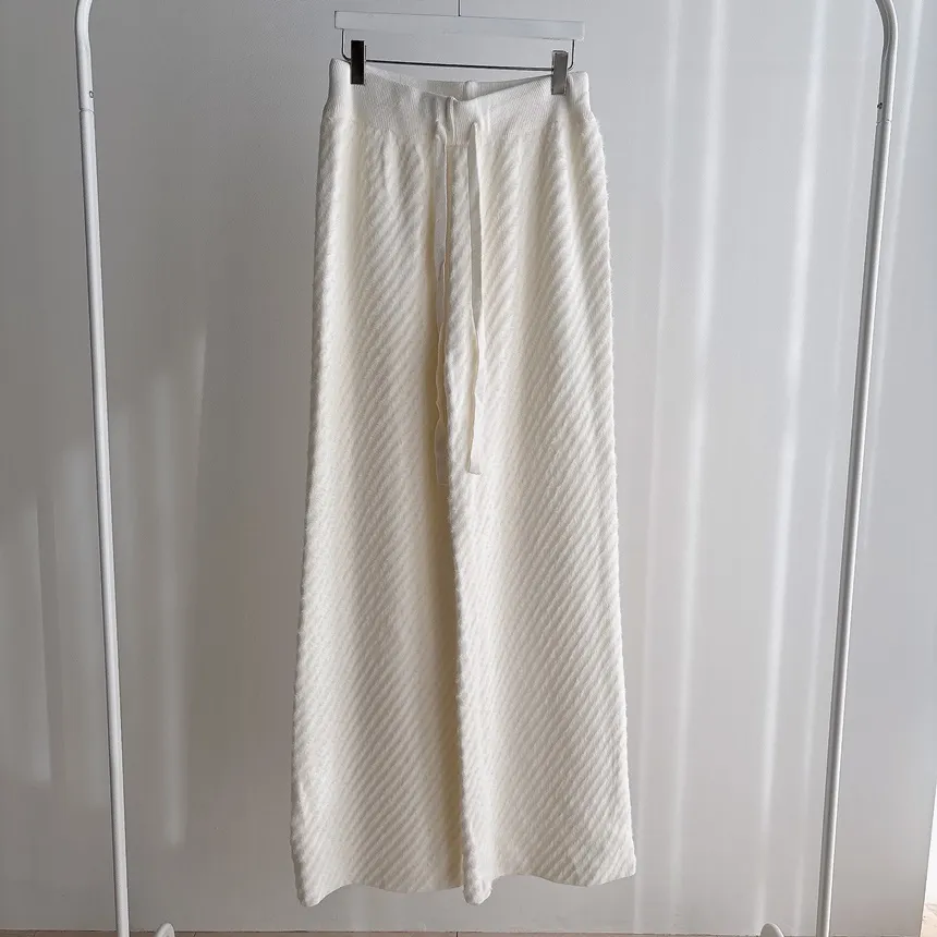 エコファーニットドローストリングワイドダイアゴナルパンツ | mirangmirang | 詳細画像30