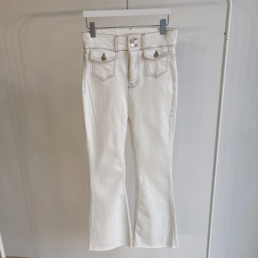 裏起毛ハイウエストブーツカットステッチツーボタンフラップポケットパンツ | mirangmirang | 詳細画像20