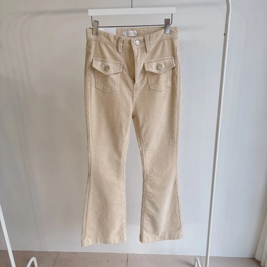 コーデュロイハイウエストフラップポケットブーツカットパンツ | mirangmirang | 詳細画像12