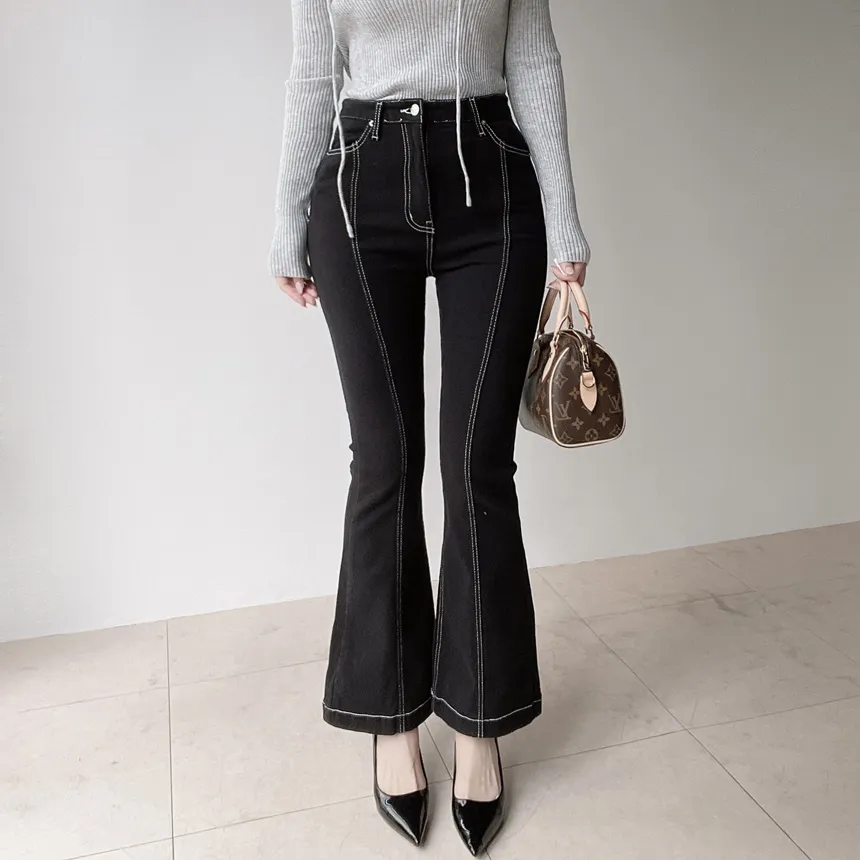 裏起毛ハイウエストブーツカットステッチラインパンツ | mirangmirang | 詳細画像2